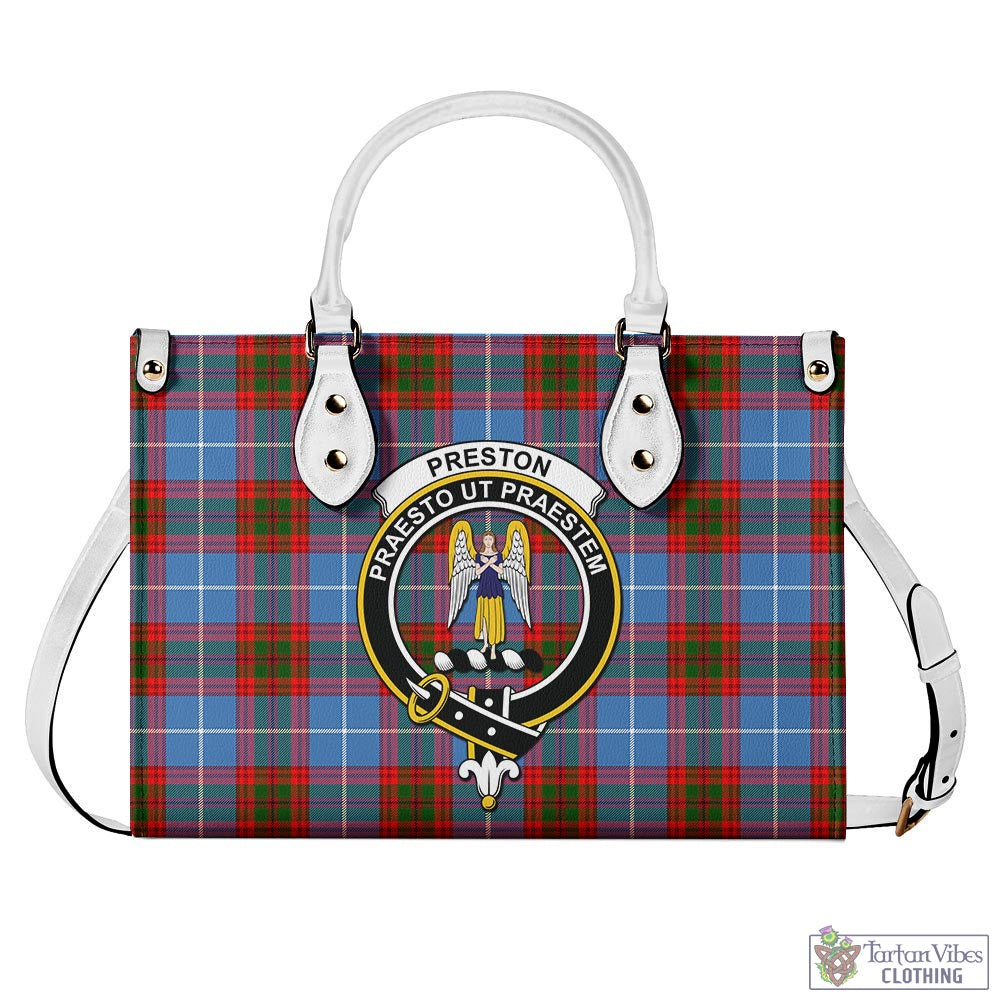 Tartan Vibes Clothing Preston Tartan Luxury Leather Handbags with Family Crest