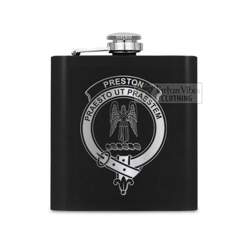 Preston Crest Hip Flask Set 7oz Black Stainless Steel with A Gift Box