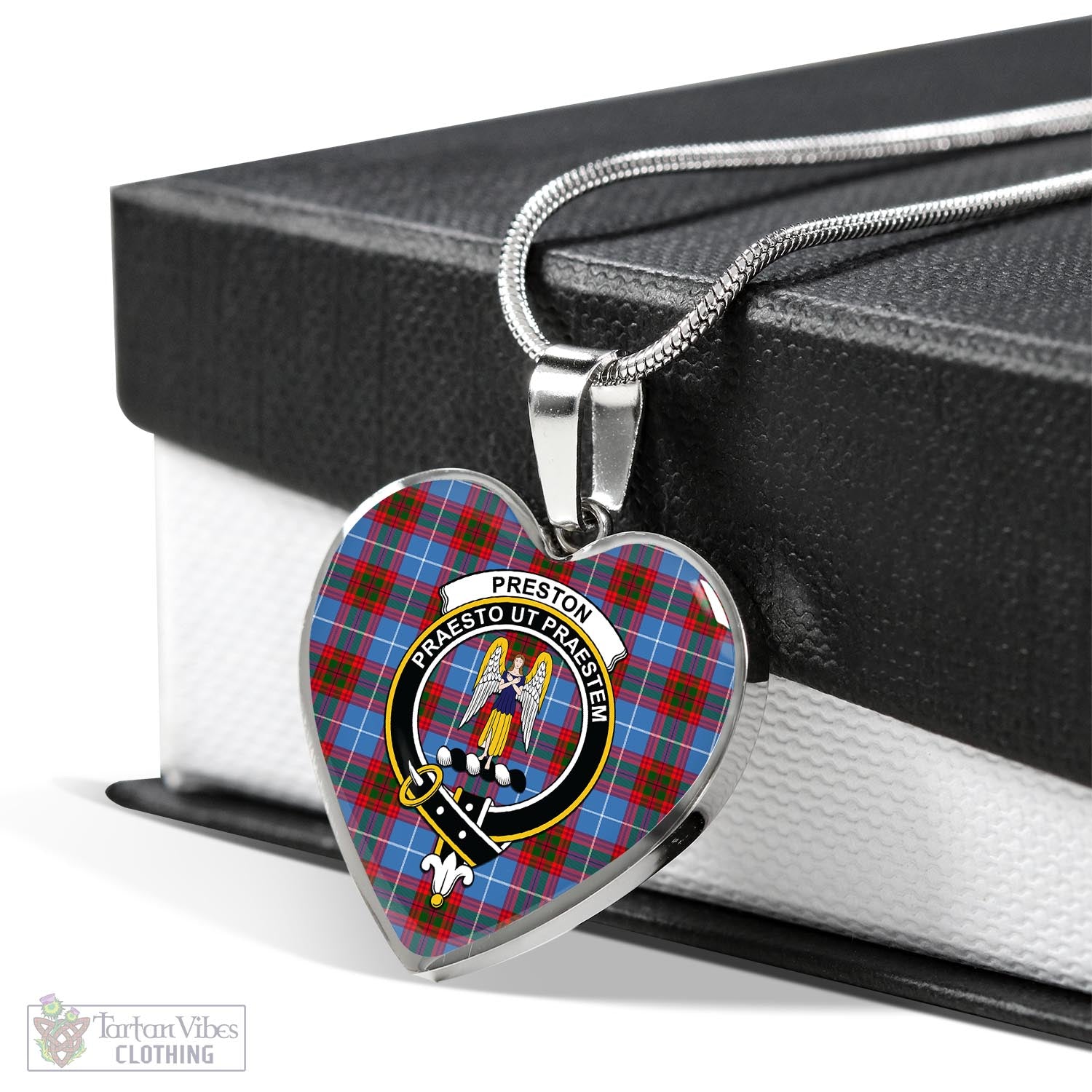 Tartan Vibes Clothing Preston Tartan Heart Necklace with Family Crest