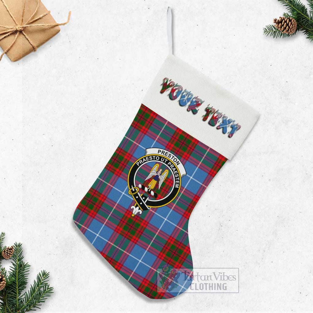 Tartan Vibes Clothing Preston Tartan Family Crest Christmas Stocking with Personalized Text