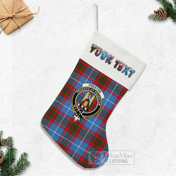 Preston Tartan Family Crest Christmas Stocking with Personalized Text