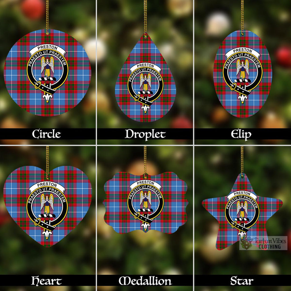 Tartan Vibes Clothing Preston Tartan Christmas Aluminium Ornament with Family Crest