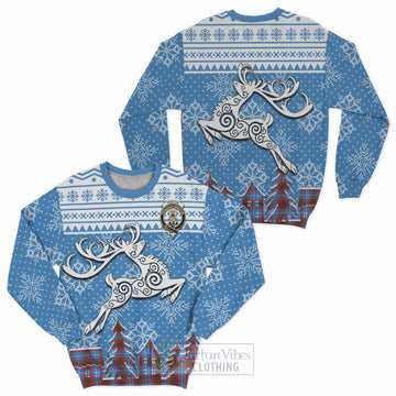 Preston Clan Christmas Sweatshirt Celtic Reindeer Style