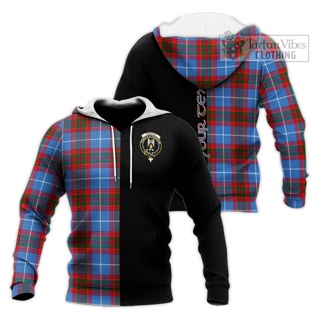 Preston Tartan Knitted Hoodie with Family Crest and Half Of Me Style Unisex Knitted Pullover Hoodie - Tartanvibesclothing Shop