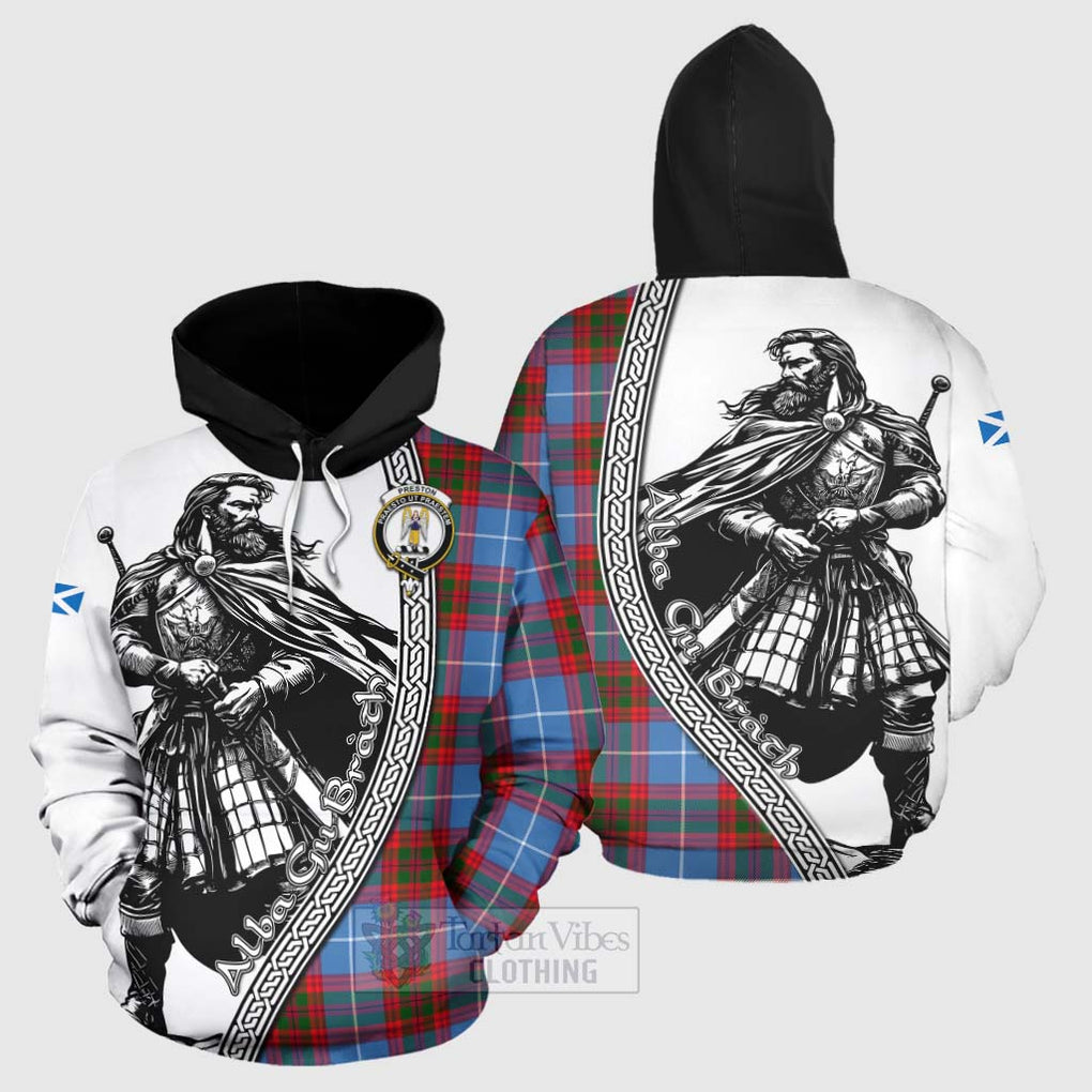 Preston Tartan Clan Crest Hoodie with Highlander Warrior Celtic Style Zip Hoodie - Tartan Vibes Clothing