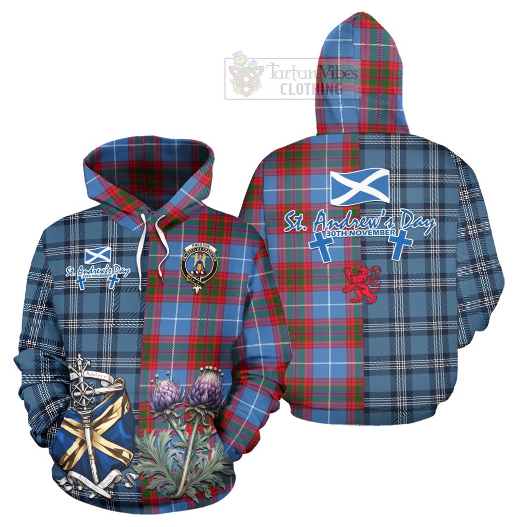 Tartan Vibes Clothing Preston Tartan Hoodie Happy St. Andrew's Day Half Tartan Style