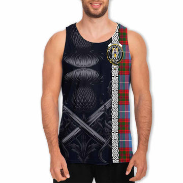 Preston Tartan Men's Tank Top with Family Crest Cross Sword Thistle Celtic Vibes Men - Tartan Vibes Clothing
