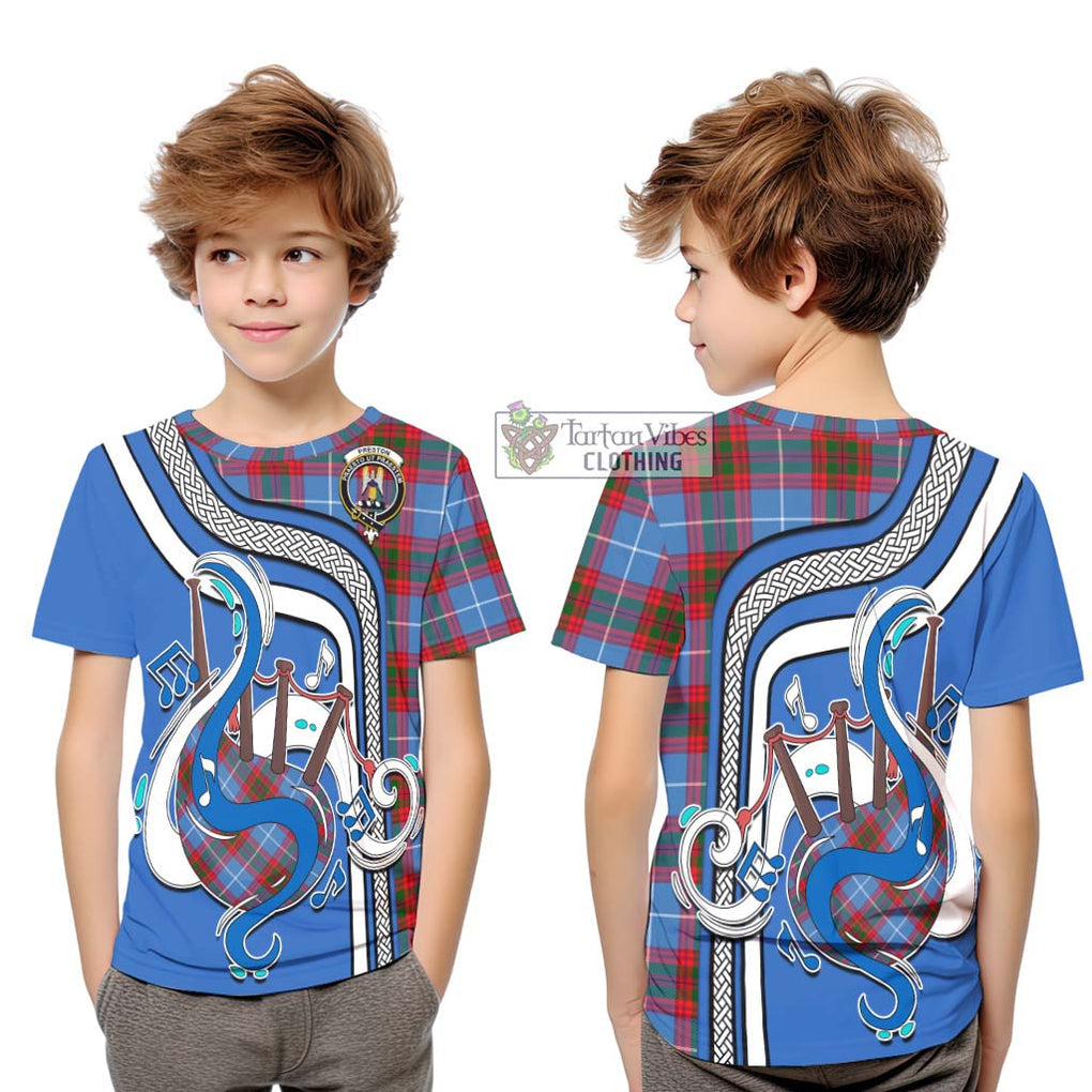 Tartan Vibes Clothing Preston Tartan Kid T-Shirt with Epic Bagpipe Style