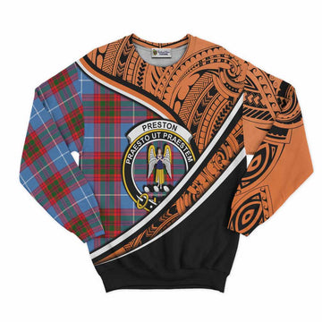 Preston Crest Tartan Sweatshirt with Polynesian Vibes Style - Orange Version