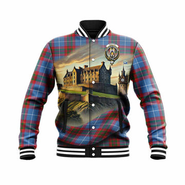 Preston Tartan Family Crest Baseball Jacket with Scottish Ancient Castle Style Unisex - Tartan Vibes Clothing