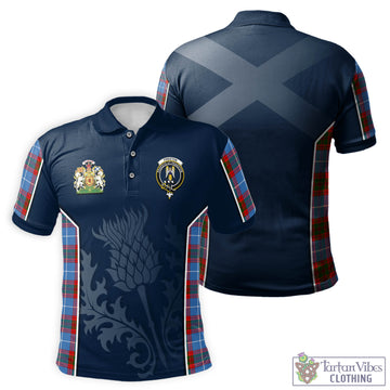 Preston Tartan Men's Polo Shirt with Family Crest and Scottish Thistle Vibes Sport Style