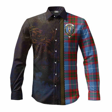 Preston Tartan Family Crest Long Sleeve Button Shirt Alba Gu Brath Be Brave Lion Ancient Style Men's Shirt S - Tartan Vibes Clothing