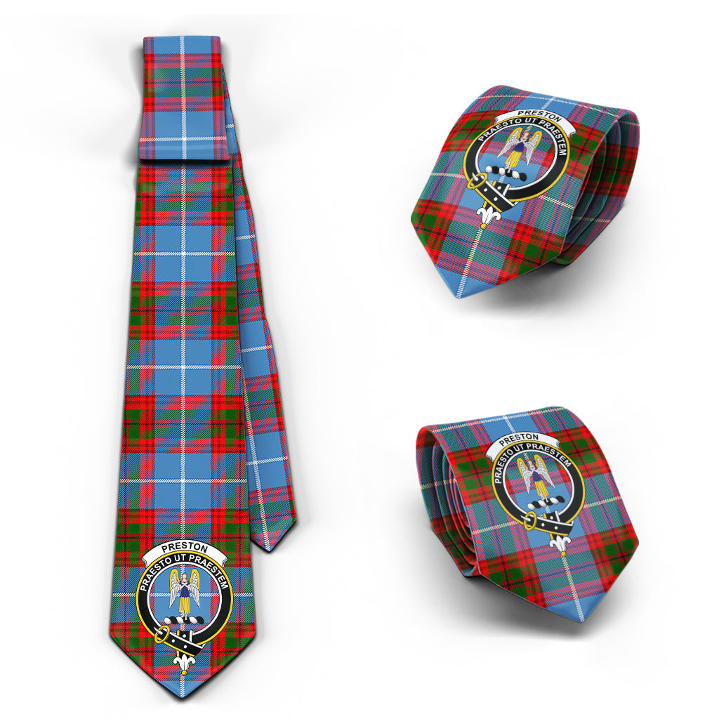 Preston Tartan Classic Necktie with Family Crest Necktie One Size - Tartan Vibes Clothing