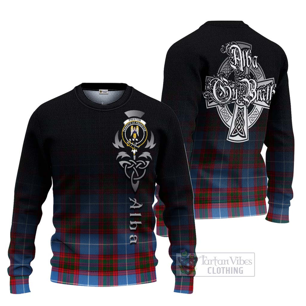 Tartan Vibes Clothing Preston Tartan Knitted Sweater Featuring Alba Gu Brath Family Crest Celtic Inspired