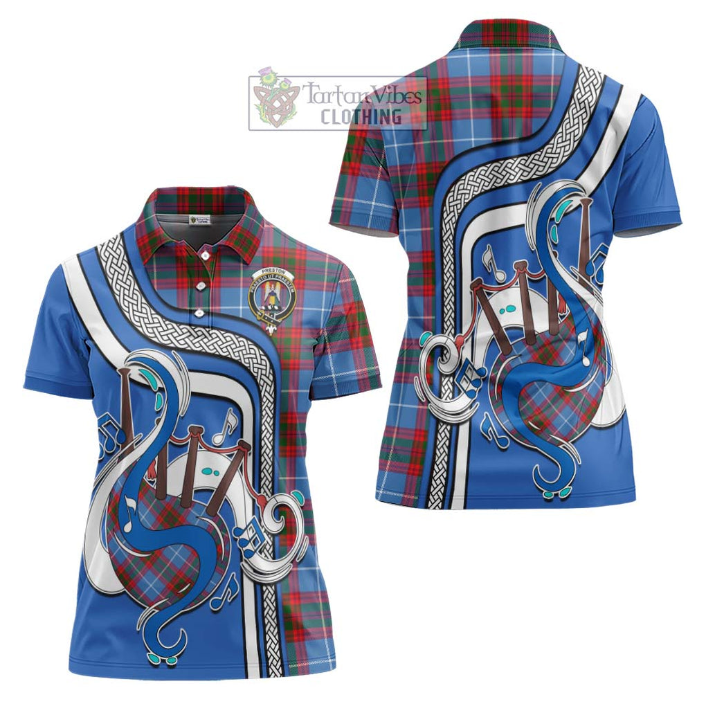 Preston Tartan Women's Polo Shirt with Epic Bagpipe Style Women - Tartanvibesclothing Shop