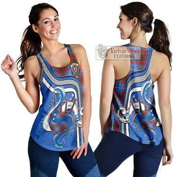 Preston Tartan Women's Racerback Tanks with Epic Bagpipe Style