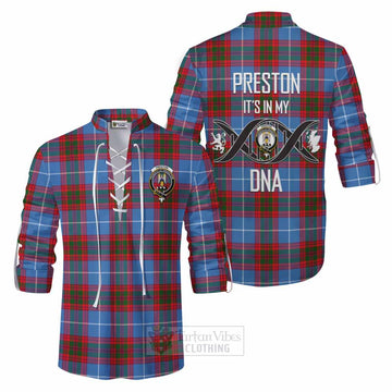 Preston Tartan Ghillie Kilt Shirt with Family Crest DNA In Me Style