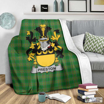 Preston Irish Clan Tartan Blanket with Coat of Arms