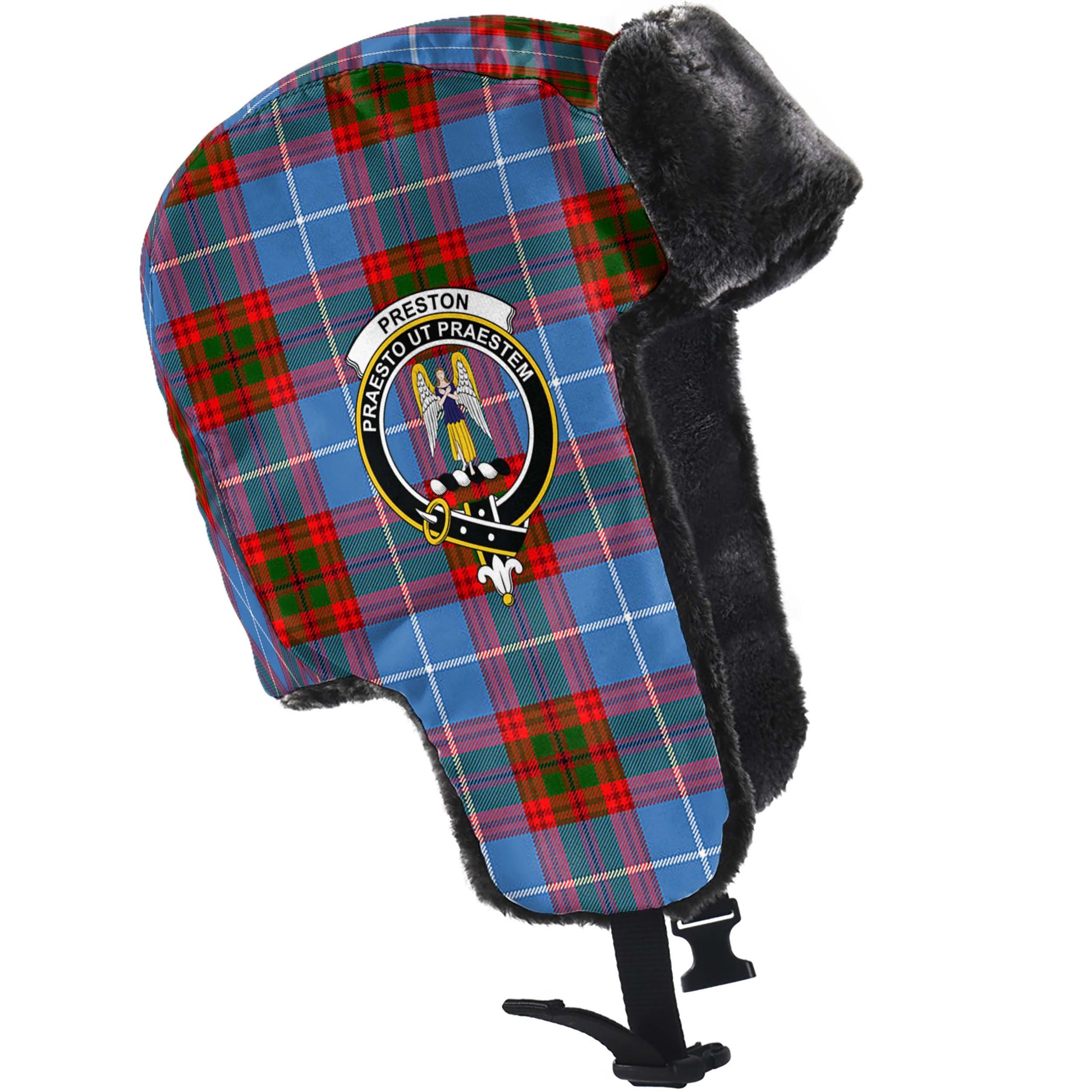 Preston Tartan Winter Trapper Hat with Family Crest - Tartanvibesclothing