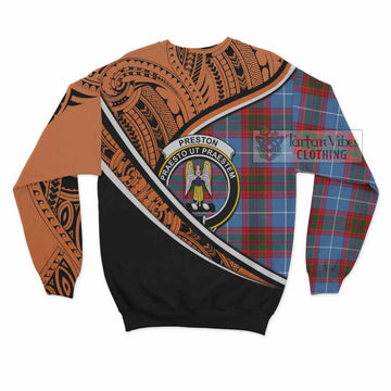 Preston Crest Tartan Sweatshirt with Polynesian Vibes Style - Orange Version