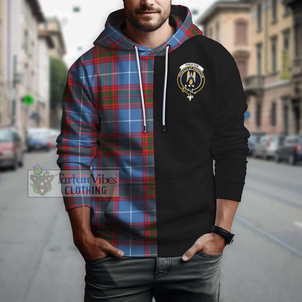 Preston Tartan Hoodie with Family Crest and Half Of Me Style - Tartanvibesclothing Shop