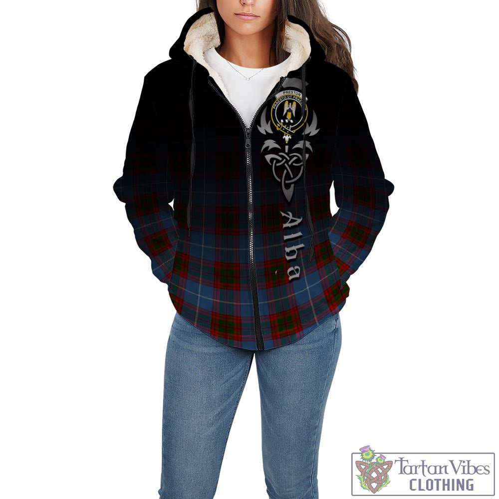 Tartan Vibes Clothing Preston Tartan Sherpa Hoodie Featuring Alba Gu Brath Family Crest Celtic Inspired