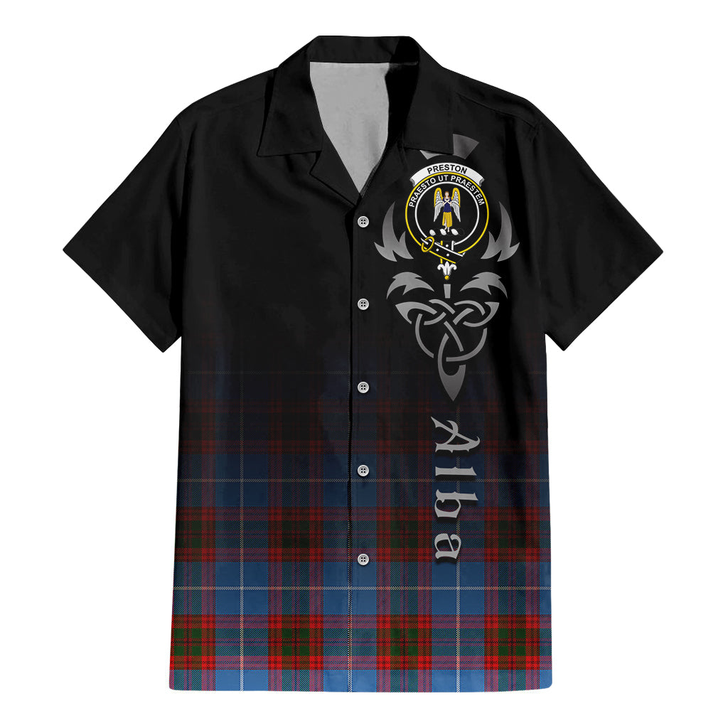 Tartan Vibes Clothing Preston Tartan Short Sleeve Button Up Featuring Alba Gu Brath Family Crest Celtic Inspired