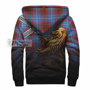 Preston Crest Tartan Sherpa Hoodie with Golden Lion Emblem Celtic Style - Tartan Vibes Clothing