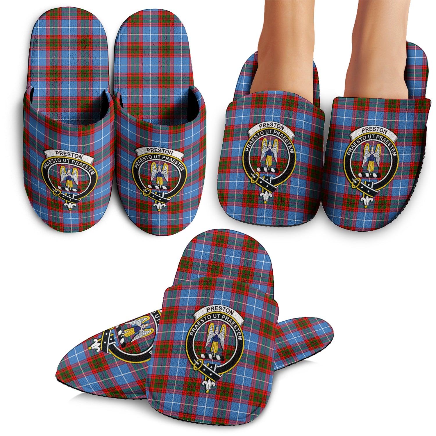 Preston Tartan Home Slippers with Family Crest - Tartan Vibes Clothing