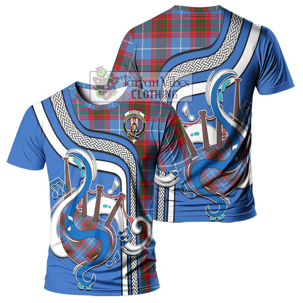 Preston Tartan T-Shirt with Epic Bagpipe Style - Tartanvibesclothing Shop