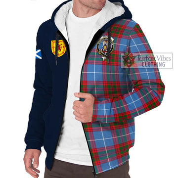 Preston Tartan Sherpa Hoodie Alba with Scottish Lion Royal Arm Half Style