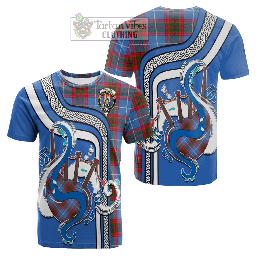 Tartan Vibes Clothing Preston Tartan Cotton T-shirt with Epic Bagpipe Style