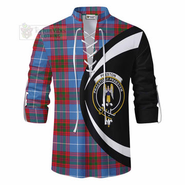 Preston Tartan Ghillie Kilt Shirt with Family Crest Circle Style