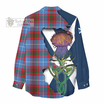 Preston Tartan Family Crest Women's Casual Shirt Scottish Thistle Celtic Inspired - Tartan Vibes Clothing
