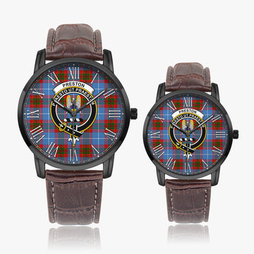 Preston Tartan Family Crest Leather Strap Quartz Watch