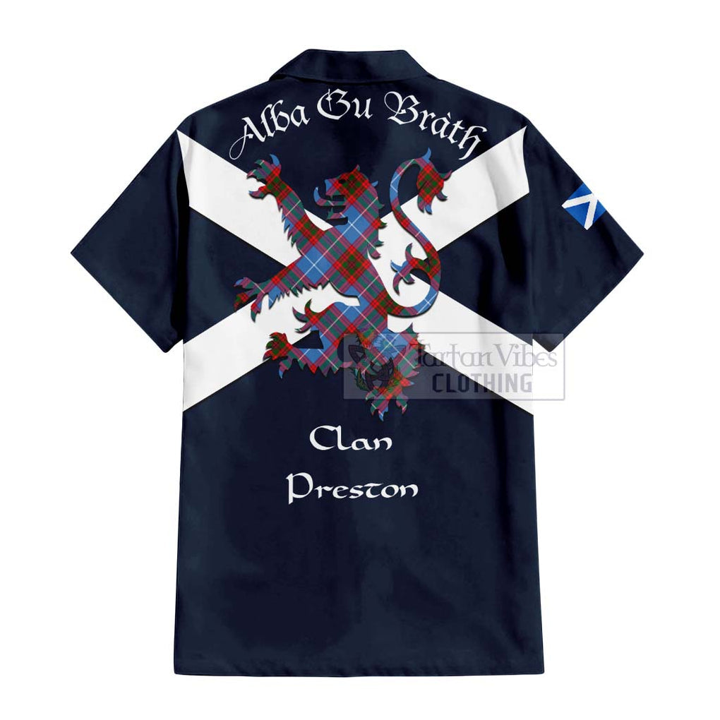 Tartan Vibes Clothing Preston Tartan Lion Rampant Short Sleeve Button Shirt – Proudly Display Your Heritage with Alba Gu Brath and Clan Name