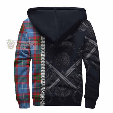 Preston Tartan Sherpa Hoodie with Family Crest Cross Sword Thistle Celtic Vibes - Tartan Vibes Clothing
