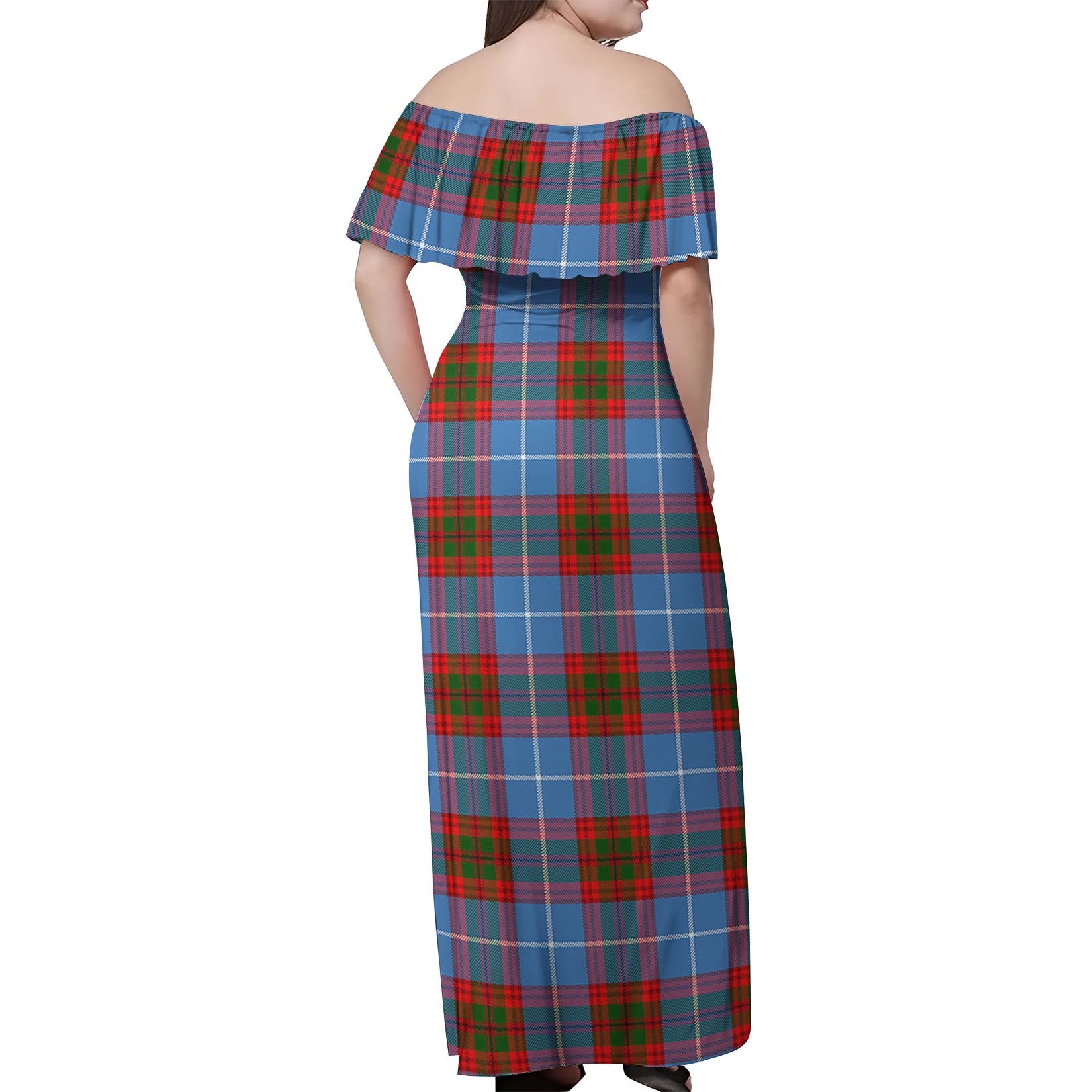 Preston Tartan Off Shoulder Long Dress - Tartanvibesclothing