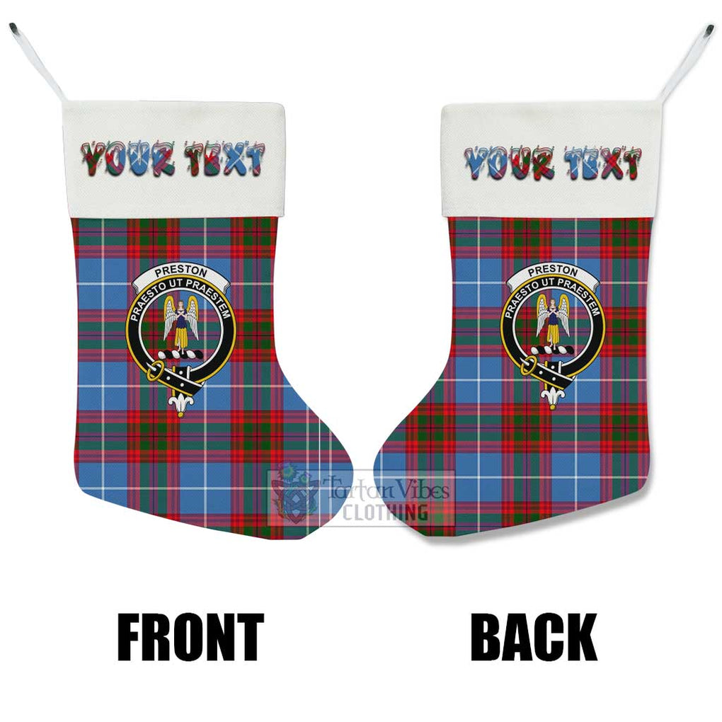 Tartan Vibes Clothing Preston Tartan Family Crest Christmas Stocking with Personalized Text