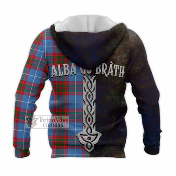 Preston Tartan Family Crest Knitted Hoodie Alba Gu Brath Be Brave Lion Ancient Style - Tartan Vibes Clothing
