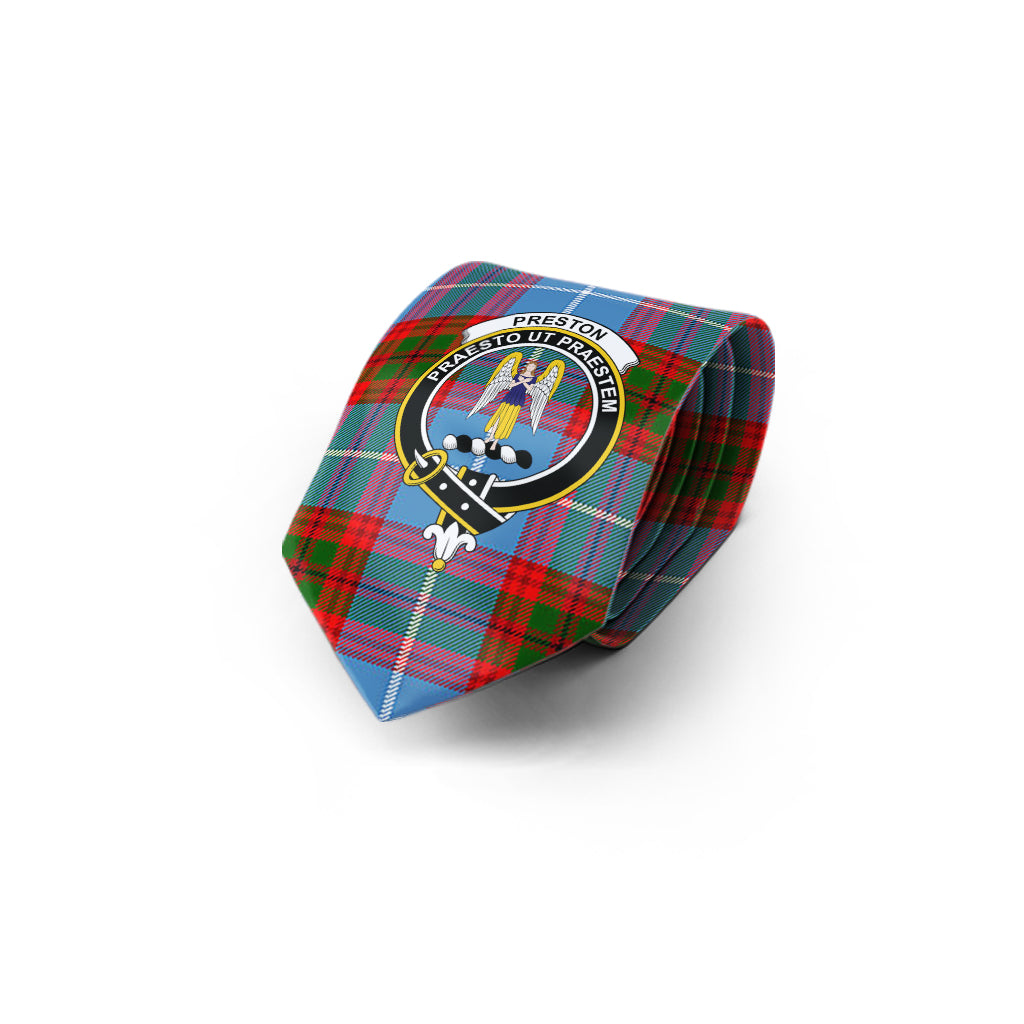 Preston Tartan Classic Necktie with Family Crest - Tartan Vibes Clothing