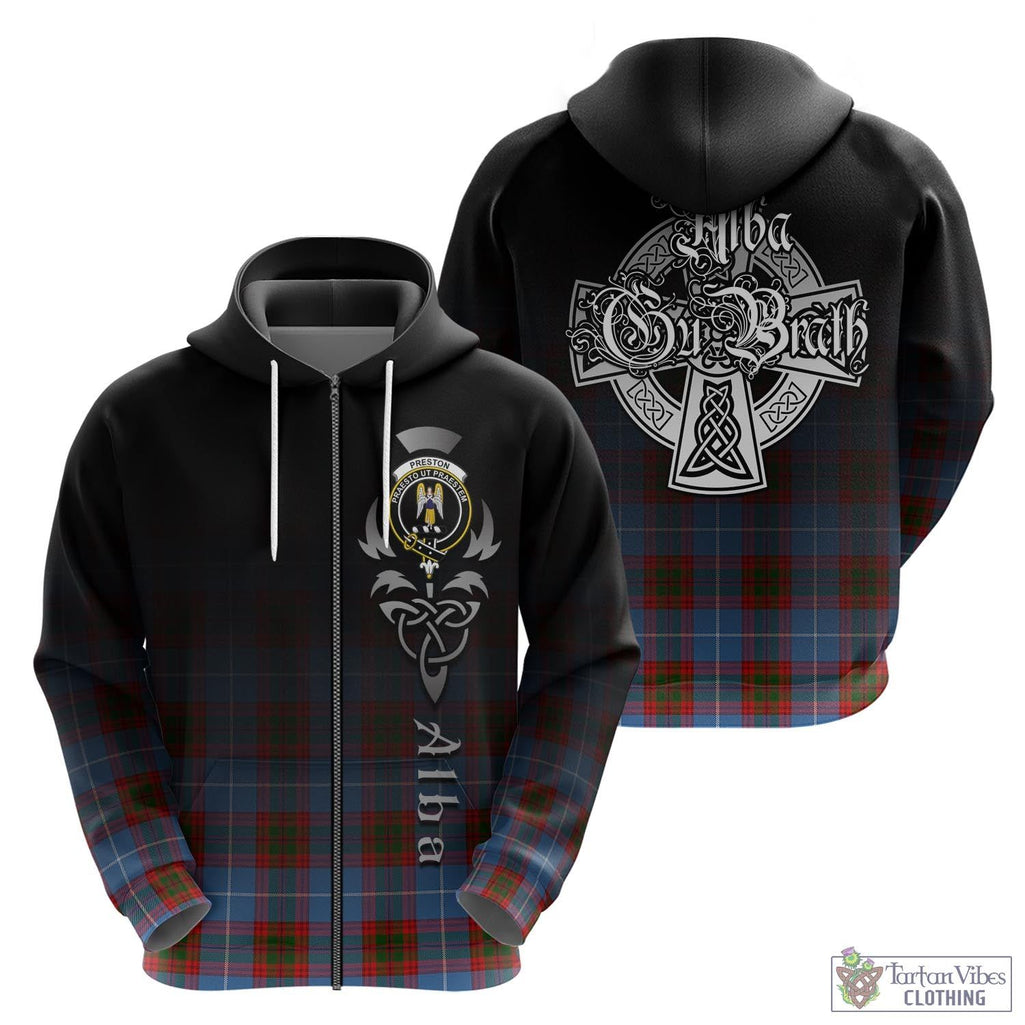 Tartan Vibes Clothing Preston Tartan Hoodie Featuring Alba Gu Brath Family Crest Celtic Inspired