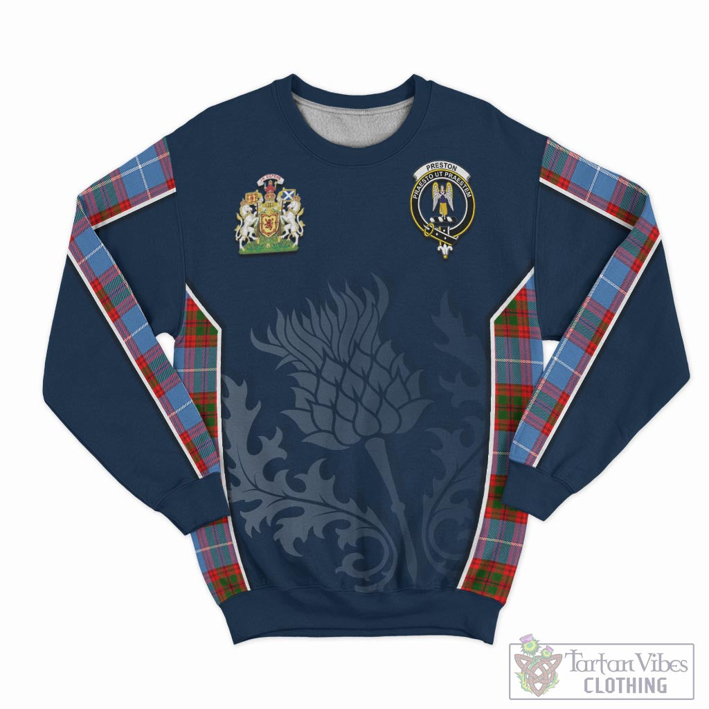 Tartan Vibes Clothing Preston Tartan Sweatshirt with Family Crest and Scottish Thistle Vibes Sport Style