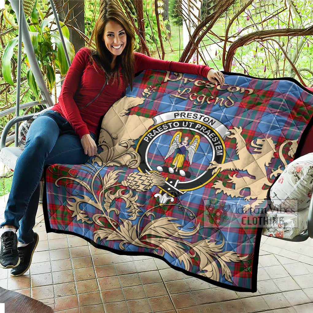 Tartan Vibes Clothing Preston Tartan Quilt with Family Crest and Scottish Symbol Style