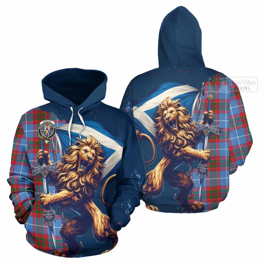 Tartan Vibes Clothing Preston Tartan Family Crest Hoodie with Scottish Majestic Lion