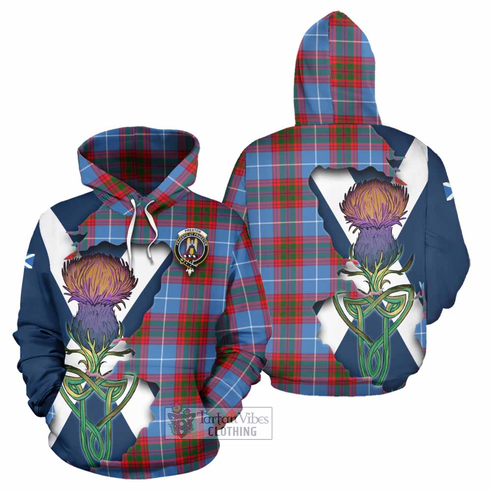 Preston Tartan Family Crest Hoodie Scottish Thistle Celtic Inspired - Tartan Vibes Clothing