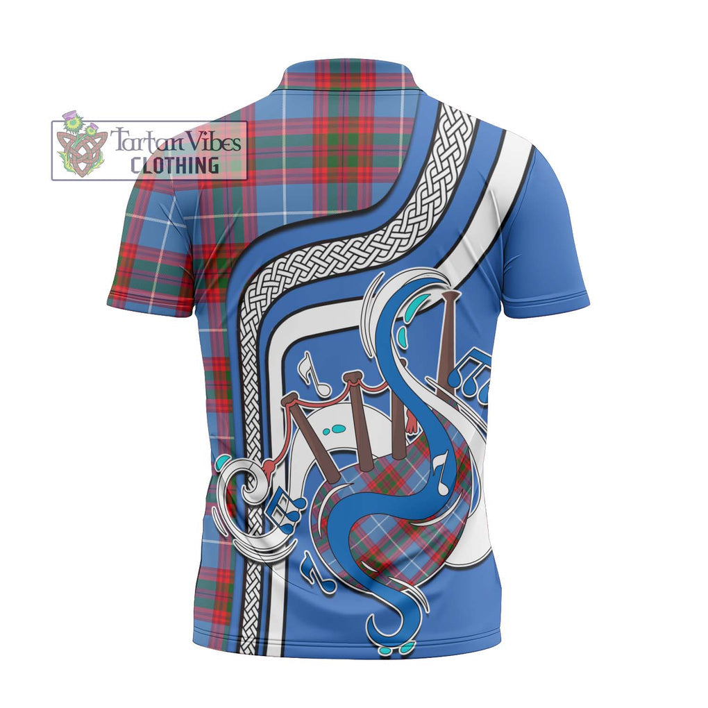 Preston Tartan Zipper Polo Shirt with Epic Bagpipe Style - Tartanvibesclothing Shop