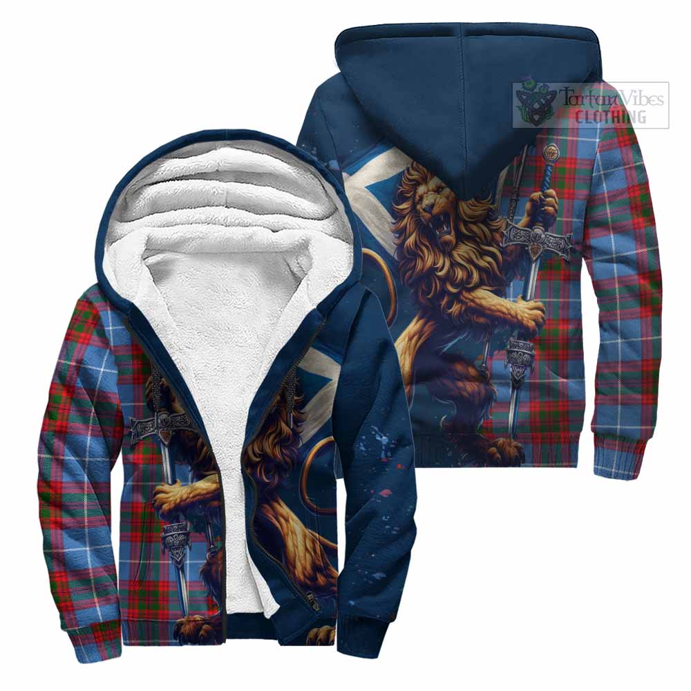 Tartan Vibes Clothing Preston Tartan Family Crest Sherpa Hoodie with Scottish Majestic Lion