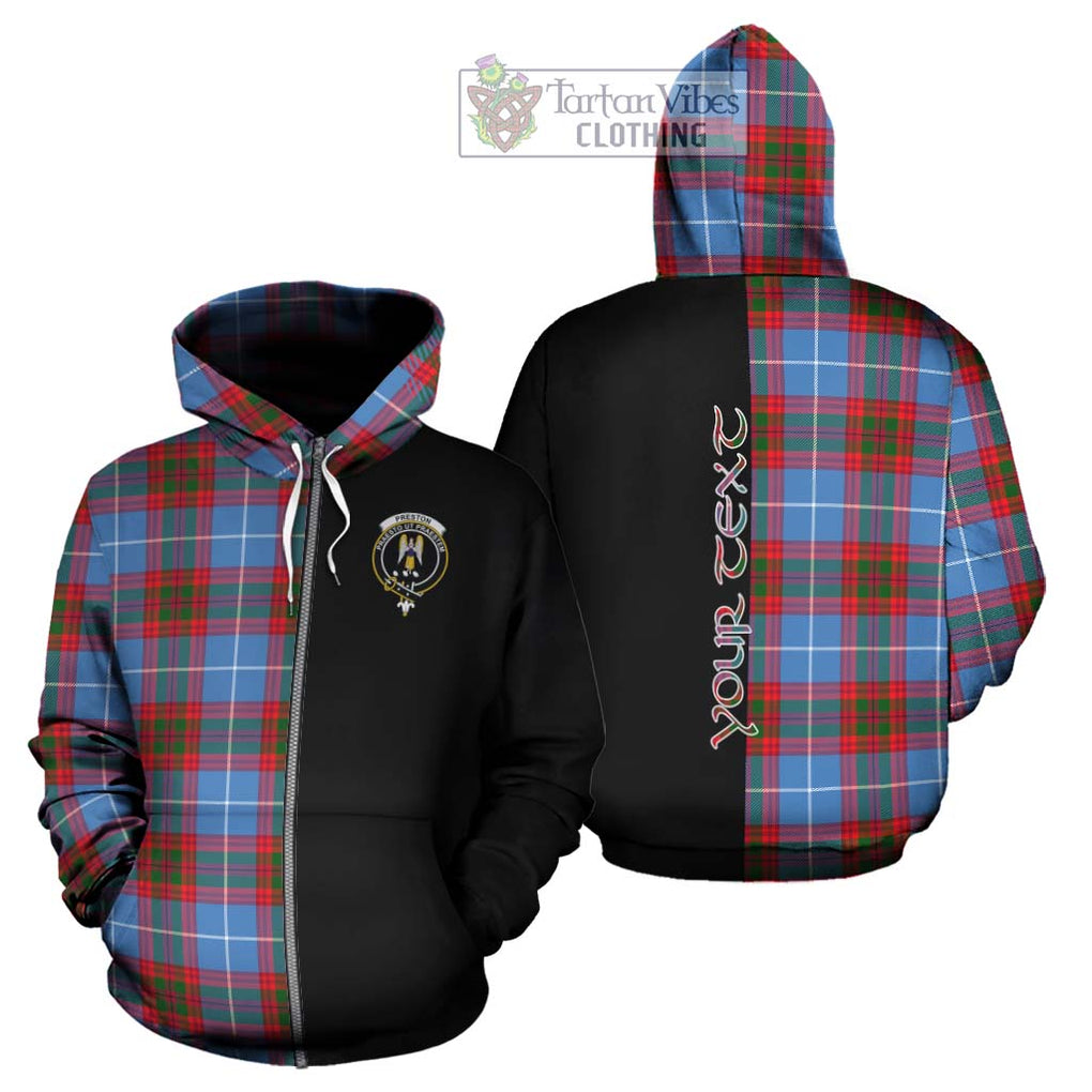 Preston Tartan Hoodie with Family Crest and Half Of Me Style - Tartanvibesclothing Shop