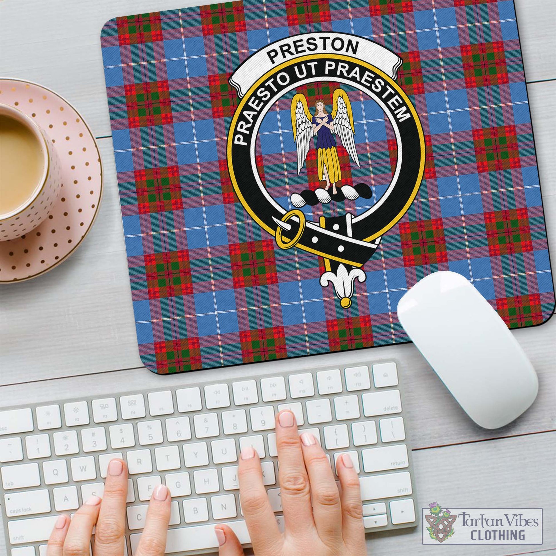 Tartan Vibes Clothing Preston Tartan Mouse Pad with Family Crest